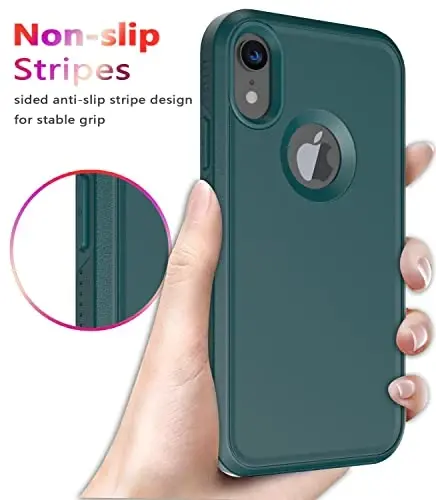 Diverbox for iPhone XR Case [Tempered Glass Screen Protector] [Shockproof] [Dropproof] Heavy Duty Protection Phone Case Cover for Apple iPhone XR (Dark Green) - 5