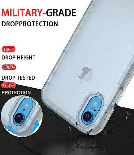 Diverbox for iPhone XR Case [Tempered Glass Screen Protector] [Shockproof] [Dropproof] Heavy Duty Protection Phone Case Cover for Apple iPhone XR Clear - 2