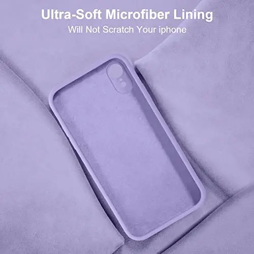 Vooii Compatible with iPhone XR Case, Upgraded Liquid Silicone with [Flat Edges] [Camera Protection] [Soft Anti-Scratch Microfiber Lining] Phone Case for iPhone 10 XR 6.1 inch - Light Purple - 6