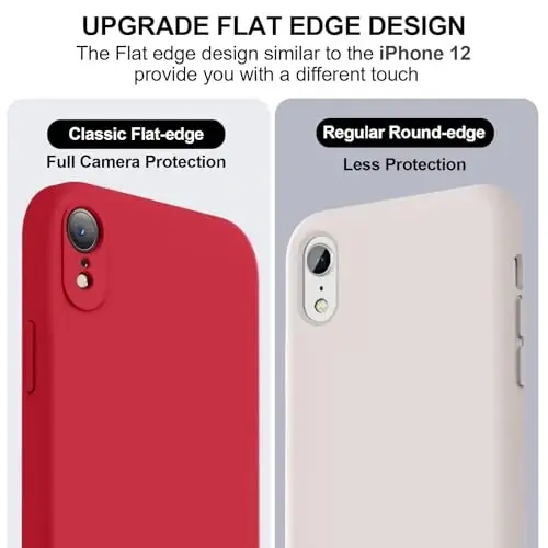 Vooii Compatible with iPhone XR Case, Upgraded Liquid Silicone with [Flat Edges] [Camera Protection] [Soft Anti-Scratch Microfiber Lining] Phone Case for iPhone 10 XR 6.1 inch - Red - 3