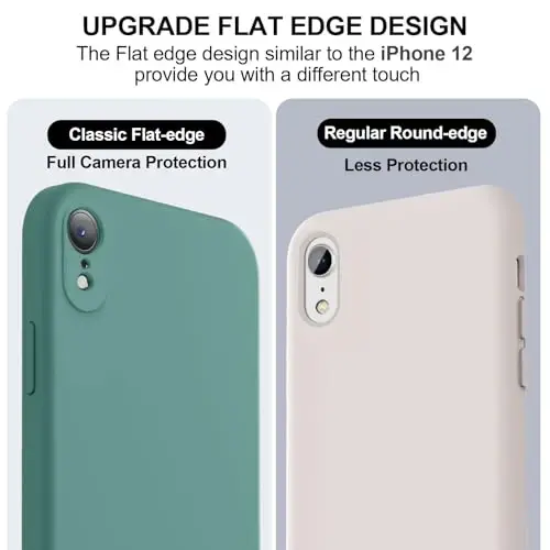 Vooii Compatible with iPhone XR Case, Upgraded Liquid Silicone with [Flat Edges] [Camera Protection] [Soft Anti-Scratch Microfiber Lining] Phone Case for iPhone 10 XR 6.1 inch - Pine Green - 3
