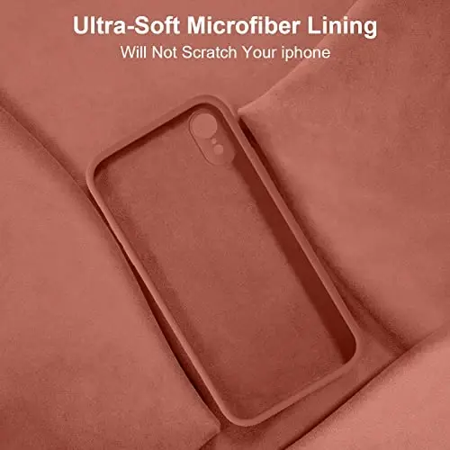 Vooii Compatible with iPhone XR Case, Upgraded Liquid Silicone with [Flat Edges] [Camera Protection] [Soft Anti-Scratch Microfiber Lining] Phone Case for iPhone 10 XR 6.1 inch - Caramel - 6