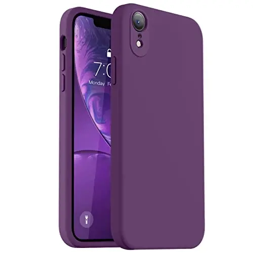 Vooii Compatible with iPhone XR Case, Upgraded Liquid Silicone with [Flat Edges] [Camera Protection] [Soft Anti-Scratch Microfiber Lining] Phone Case for iPhone 10 XR 6.1 inch - Grape - VOOII