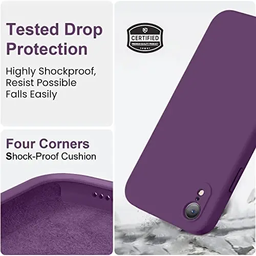 Vooii Compatible with iPhone XR Case, Upgraded Liquid Silicone with [Flat Edges] [Camera Protection] [Soft Anti-Scratch Microfiber Lining] Phone Case for iPhone 10 XR 6.1 inch - Grape - 5
