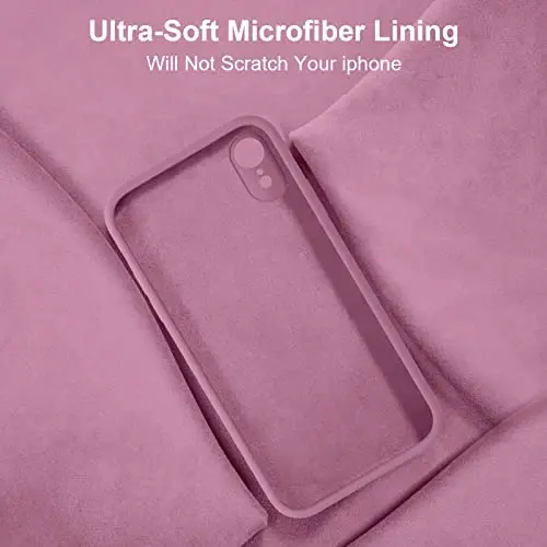 Vooii Compatible with iPhone XR Case, Upgraded Liquid Silicone with [Flat Edges] [Camera Protection] [Soft Anti-Scratch Microfiber Lining] Phone Case for iPhone 10 XR 6.1 inch - Lavender Purple - 6