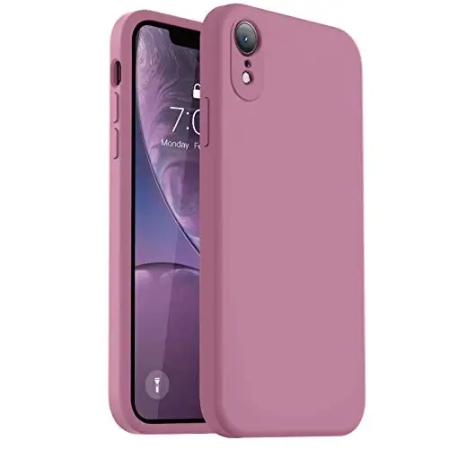 Vooii Compatible with iPhone XR Case, Upgraded Liquid Silicone with [Flat Edges] [Camera Protection] [Soft Anti-Scratch Microfiber Lining] Phone Case for iPhone 10 XR 6.1 inch - Lavender Purple 