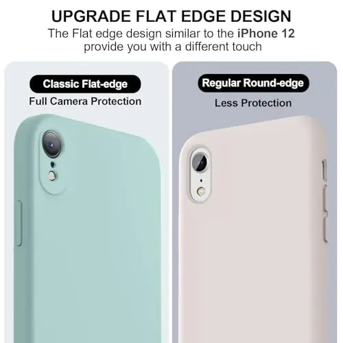 Vooii Compatible with iPhone XR Case, Upgraded Liquid Silicone with [Flat Edges] [Camera Protection] [Soft Anti-Scratch Microfiber Lining] Phone Case for iPhone 10 XR 6.1 inch - Mint - 3