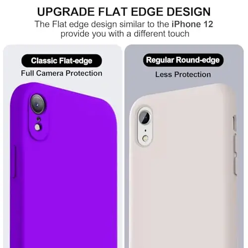 Vooii Compatible with iPhone XR Case, Upgraded Liquid Silicone with [Flat Edges] [Camera Protection] [Soft Anti-Scratch Microfiber Lining] Phone Case for iPhone 10 XR 6.1 inch - Neon Purple - 3