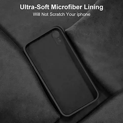 Vooii Compatible with iPhone XR Case, Upgraded Liquid Silicone with [Flat Edges] [Camera Protection] [Soft Anti-Scratch Microfiber Lining] Phone Case for iPhone 10 XR 6.1 inch - Black - 6
