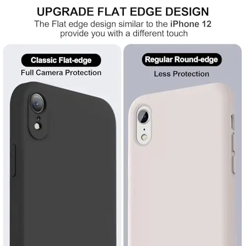 Vooii Compatible with iPhone XR Case, Upgraded Liquid Silicone with [Flat Edges] [Camera Protection] [Soft Anti-Scratch Microfiber Lining] Phone Case for iPhone 10 XR 6.1 inch - Black - 3