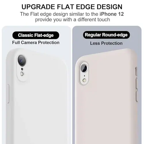 Vooii Compatible with iPhone XR Case, Upgraded Liquid Silicone with [Flat Edges] [Camera Protection] [Soft Anti-Scratch Microfiber Lining] Phone Case for iPhone 10 XR 6.1 inch - White - 3