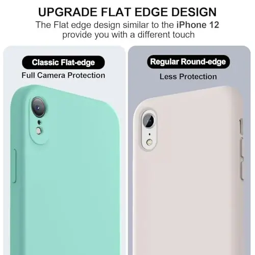 Vooii Compatible with iPhone XR Case, Upgraded Liquid Silicone with [Flat Edges] [Camera Protection] [Soft Anti-Scratch Microfiber Lining] Phone Case for iPhone 10 XR 6.1 inch - Sea Blue - 3