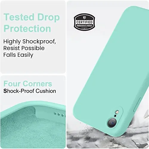 Vooii Compatible with iPhone XR Case, Upgraded Liquid Silicone with [Flat Edges] [Camera Protection] [Soft Anti-Scratch Microfiber Lining] Phone Case for iPhone 10 XR 6.1 inch - Sea Blue - 5