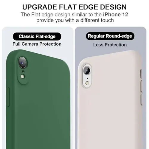 Vooii Compatible with iPhone XR Case, Upgraded Liquid Silicone with [Flat Edges] [Camera Protection] [Soft Anti-Scratch Microfiber Lining] Phone Case for iPhone 10 XR 6.1 inch - Green - 3