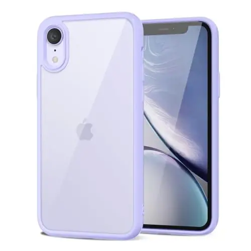 iPhone XR Kılıfı Şeffaf, Transparan Hibrit XR Telefon Kılıfı [Sert Plastik ve Yumuşak Silikon Tampon] Akrilik Sararmayan İnce Koruyucu Kapak, Mor Lavanta için LoeoeL 