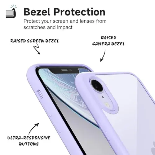 iPhone XR Kılıfı Şeffaf, Transparan Hibrit XR Telefon Kılıfı [Sert Plastik ve Yumuşak Silikon Tampon] Akrilik Sararmayan İnce Koruyucu Kapak, Mor Lavanta için LoeoeL - 4