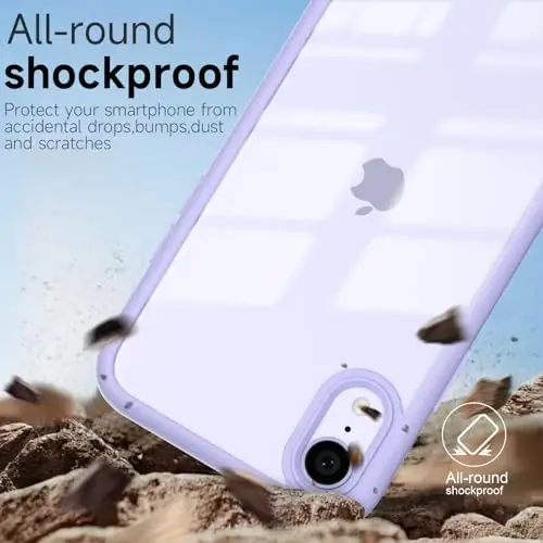 iPhone XR Kılıfı Şeffaf, Transparan Hibrit XR Telefon Kılıfı [Sert Plastik ve Yumuşak Silikon Tampon] Akrilik Sararmayan İnce Koruyucu Kapak, Mor Lavanta için LoeoeL - 6