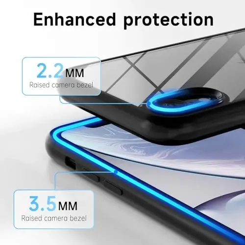 iPhone XR uchun LoeoeL g'ilofi, tiniq gibrid XR telefon g'ilofi [qattiq plastmassa va yumshoq silikon bamper] ayollar uchun akril, sarg'aymaydigan, yupqa va himoya qiluvchi g'ilof, qora - 5