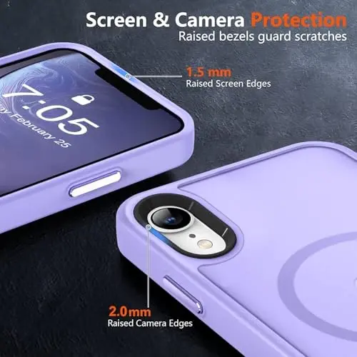 iPhone XR uchun MOCCA kuchli magnitli telefon g‘ilofi, [Magsafe bilan mos keladi][Harbiy darajadagi tushishdan himoya] Yengil nozik yarim shaffof mat qoplamali himoya g‘ilofi iPhone XR 6.1'' uchun, och binafsha - 5