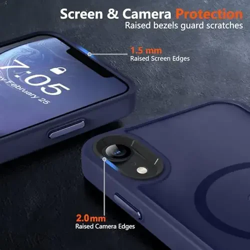 iPhone XR uchun MOCCA kuchli magnitli telefon qutisi, [Magsafe bilan mos] [Harbiy darajadagi tushishdan himoya] Yupqa yarim shaffof mat himoya qopqog'i iPhone XR Case 6.1'' uchun, to'q ko'k - 5