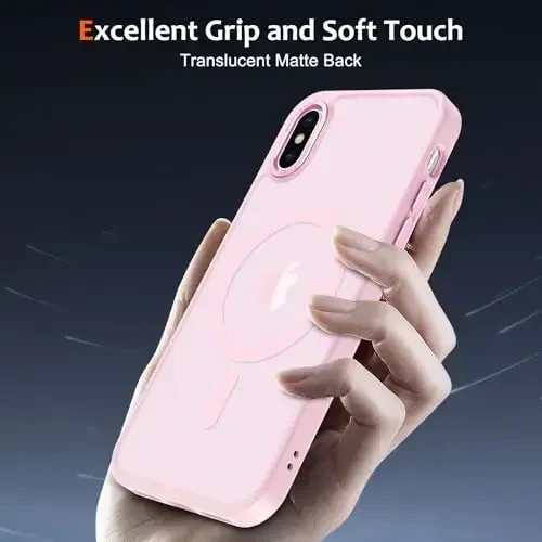Anuck Case for iPhone Xs Max Case Magnetic Phone Case Compatible with MagSafe, Soft TPU Bumper Hard Translucent Matte Back Slim Fit Shockproof Protective Cover for Men Women Girls - Tender Pink - 5