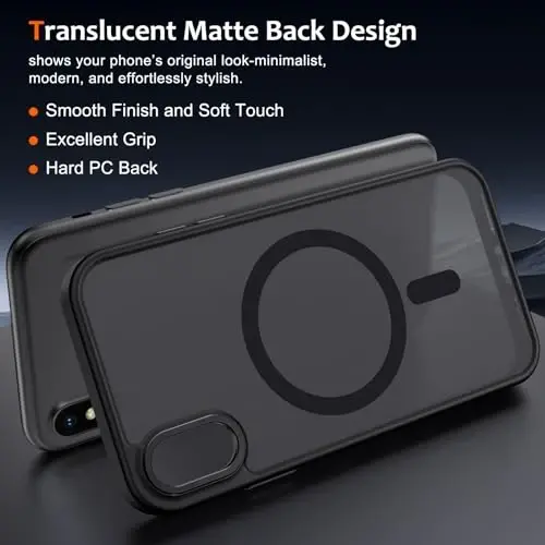 Anuck Case for iPhone Xs Max Case Magnetic Phone Case Compatible with MagSafe, Soft TPU Bumper Hard Translucent Matte Back Slim Fit Shockproof Protective Cover for Men Women Girls - Black - ANUCK (1)