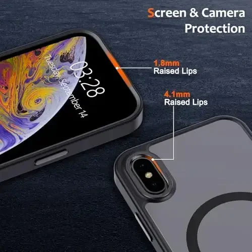 Anuck Case for iPhone Xs Max Case Magnetic Phone Case Compatible with MagSafe, Soft TPU Bumper Hard Translucent Matte Back Slim Fit Shockproof Protective Cover for Men Women Girls - Black - 9