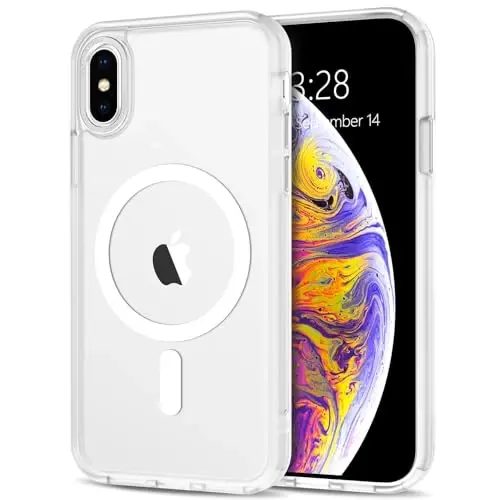 Anuck Case for iPhone Xs Max Case Magnetic Phone Case Compatible with MagSafe, Soft TPU Bumper Hard Translucent Matte Back Slim Fit Shockproof Protective Cover for Men Women Girls - White - 1