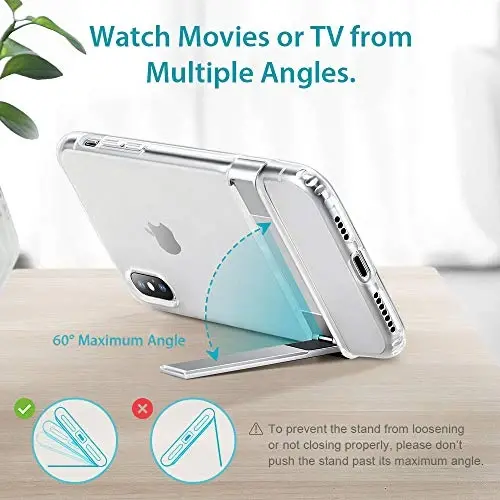 iPhone Xs Max uchun ESR metall tayanchli g'ilof, [Vertikal va Gorizontal Tayanch] [Kuchsaytirilgan Tushishdan Himoya] iPhone 6,5 dyuym (2018) uchun moslashuvchan yumshoq TPU (Jelly Clear) - 3