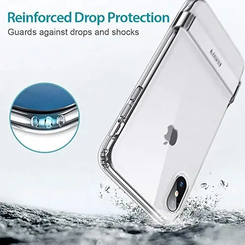 iPhone Xs Max uchun ESR metall tayanchli g'ilof, [Vertikal va Gorizontal Tayanch] [Kuchsaytirilgan Tushishdan Himoya] iPhone 6,5 dyuym (2018) uchun moslashuvchan yumshoq TPU (Jelly Clear) - 5