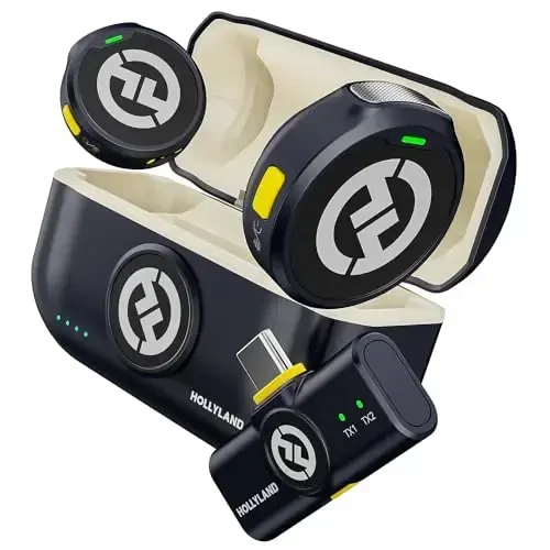 Hollyland Lark M2 Wireless Microphone for iPhone15/16/17&Android, USB C Mini Lapel Microphone Wireless, 1000ft Range, Hi-Fi Audio, Noise Cancellation, 30H Battery for Video Recording, Streaming - 2