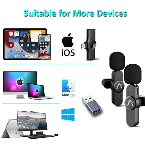 Aisizon Wireless Lavalier Microphone for iPhone7-14, Wireless Clip Mic, Clip on Microphone A3d, for iPhone, iPad, Computer, Zoom Meeting, Video Recording, tiktok - AISIZON (1)