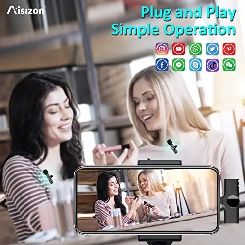Aisizon Wireless Lavalier Microphone for iPhone7-14, Wireless Clip Mic, Clip on Microphone A3d, for iPhone, iPad, Computer, Zoom Meeting, Video Recording, tiktok - 3