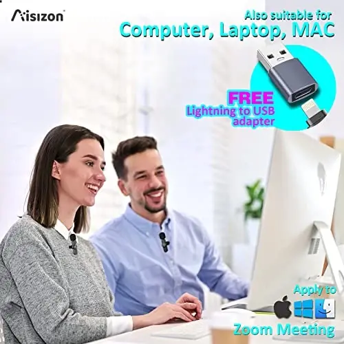 Aisizon Wireless Lavalier Microphone for iPhone7-14, Wireless Clip Mic, Clip on Microphone A3d, for iPhone, iPad, Computer, Zoom Meeting, Video Recording, tiktok - 4