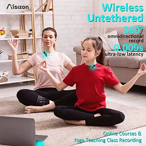 Aisizon Wireless Lavalier Microphone for iPhone7-14, Wireless Clip Mic, Clip on Microphone A3d, for iPhone, iPad, Computer, Zoom Meeting, Video Recording, tiktok - 5