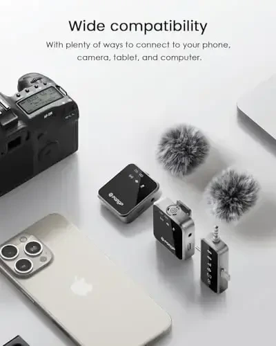 PQRQP 3-in-1 Mini Microphone for iPhone/Android/Camera, Hi-Fi Audio, Wireless Microphones, 328ft Range, 20H Battery, Lapel Mic with Noise Reduction for Live Streaming, TikTok, YouTube (Graphite Gray) - 6