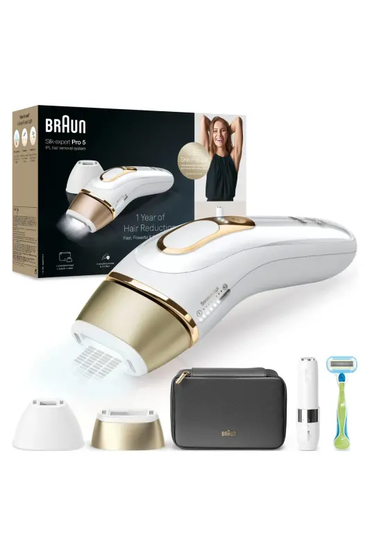 IPL Silk·expert Pro 5, Home Hair Removal, Bag, Venus Razor, with 2 Heads, PL5146 - BRAUN