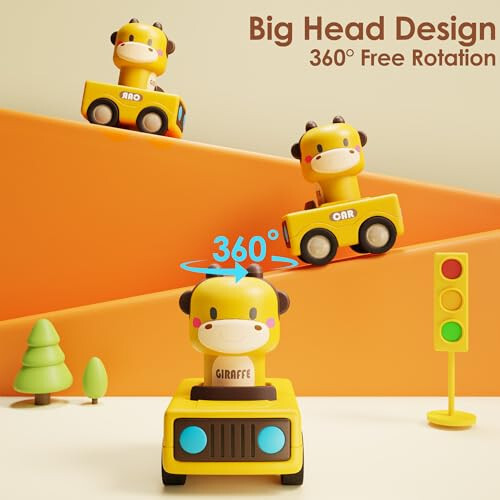 iPlay, iLearn Press to Go Car Toys for Toddlers 1-3, Baby Animal Racing Cars, Infant Play Vehicle Set, Baby Push Go Friction Car Toys for 6-9-12-18 Months, 1st Birthday Gifts for 1-2 Years Old Boys - 3