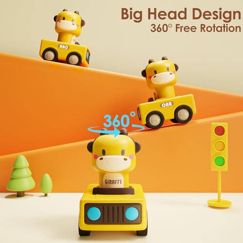 iPlay, iLearn Press to Go Car Toys for Toddlers 1-3, Baby Animal Racing Cars, Infant Play Vehicle Set, Baby Push Go Friction Car Toys for 6-9-12-18 Months, 1st Birthday Gifts for 1-2 Years Old Boys - 3