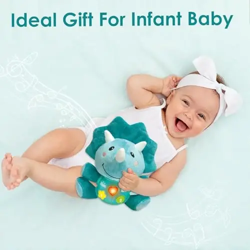 iPlay, iLearn Bebek Dinozor Müzikli Oyuncaklar, Yeni Doğan Erkekler Yumuşak Dinozor Peluş Doldurulmuş Hayvan, Bebek Işıklandırılmış Müzik Zamanı, 1. Paskalya Sepeti Doldurma Doğum Günü Hediyesi 0 1 2 3 6 9 12 18 Aylık Yaş 1-3 Yaşındaki Çocuklar Kız - IPLAY,