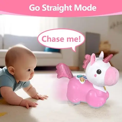 iPlay, iLearn Unicorn Baby Musical Toy, Infant Crawling Toys for 6-9 9-12 12-18 Month, Baby Tummy Time Toddler Musical Light Toy for Age 0-2, 1 Year Old Boys Girls 1st Birthday Gift - Unicorn - 2