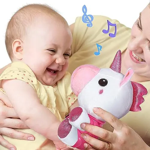 iPlay, iLearn Chaqaloq Unicorn Musiqi O'yinchoqlari, Yangi Tug'ilgan Qizlar uchun Yumshoq Plush To'ldirilgan Hayvon, Go'dak Yengil Musiqa To'plami, 1-Tug'ilgan Kun Dush Hediyasi Pasxa Savati To'ldirgichi 0 1 3 6 9 12 18 Oy 1 2 Yoshli Go'dak Bola - 5