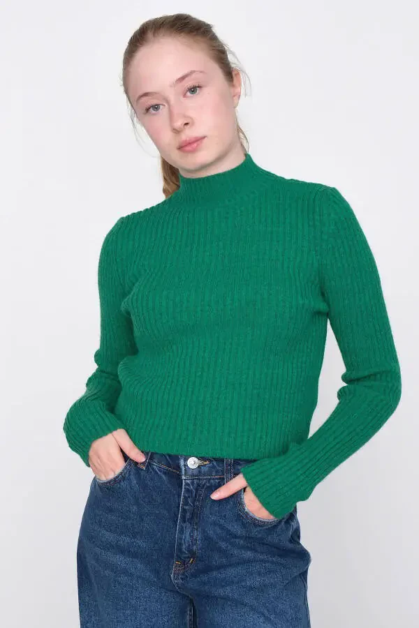 Ipli Tik Yoqali Triko Ko'ylak K3303-b6 - 1