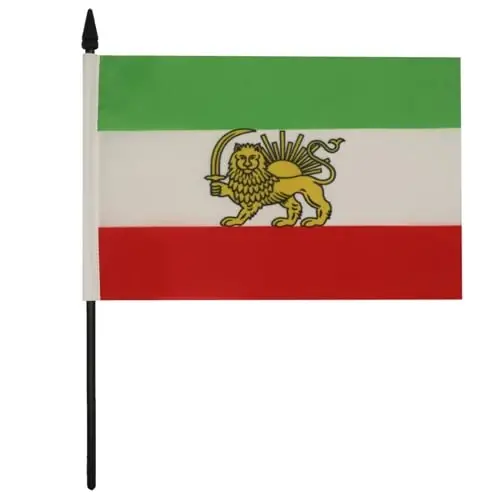 AZ FLAG Iran Old Persia Table Flag 5'' x 8'' - Persian Desk Flag 21 x 14 cm. - Black plastic stick and base - 1