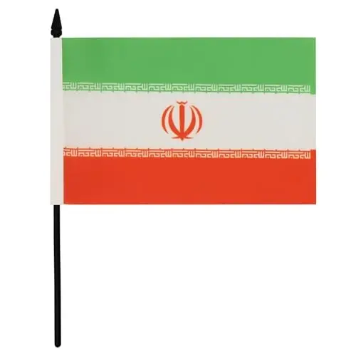 Iran Table Flag 5'' x 8'' - Iranian - Persian Desk Flag 21 x 14 cm. - Black plastic stick and base - AZ FLAG 