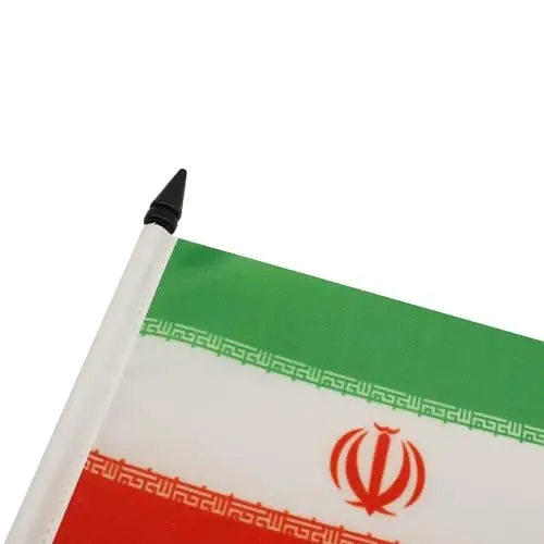 Iran Table Flag 5'' x 8'' - Iranian - Persian Desk Flag 21 x 14 cm. - Black plastic stick and base - AZ FLAG - 4