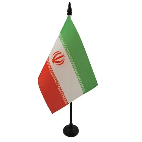 Iran Table Flag 4'' x 6'' - Iranian - Persian Desk Flag 15 x 10 cm. - Black plastic stick and base - AZ FLAG - 2