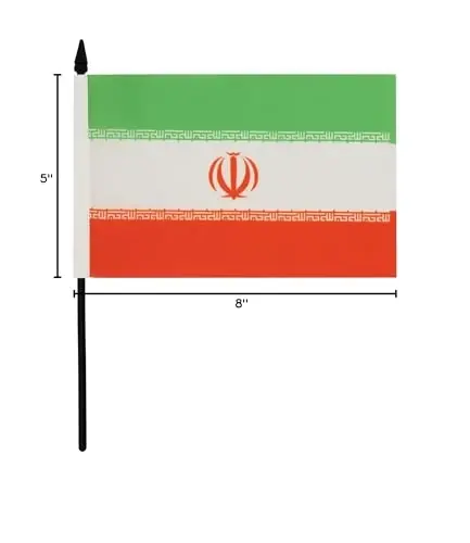 Iran Table Flag 5'' x 8'' - Iranian - Persian Desk Flag 21 x 14 cm. - Black plastic stick and base - AZ FLAG - AZ FLAG
