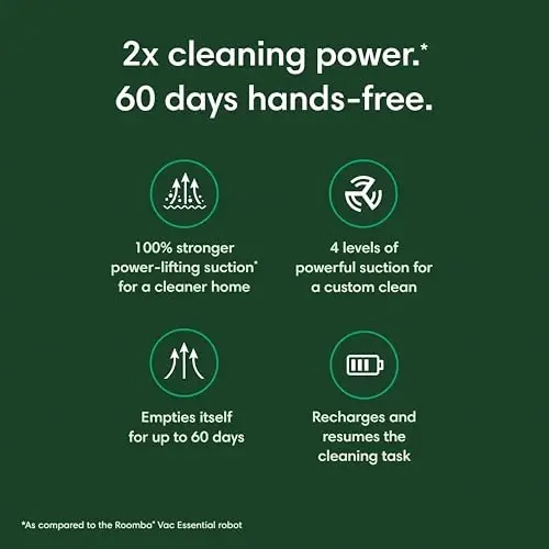 iRobot Roomba Vacuum 2 Essential Robot with AutoEmpty Dock, 3 Suction Levels, Latest Floor Tracking Sensors, and Compact Design (Black) - 2