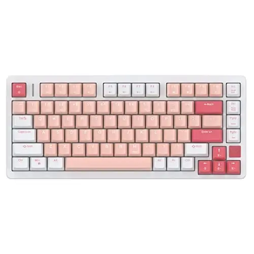 IROK FE75Pro simsiz RGB issiq almashtiriladigan mexanik klaviatura, uch qatlamli damping 81 tugmali oʻyin klaviaturasi, sozlanishi yoritgich, USB-C/2.4GHz/Bluetooth - Oq/Qizil - IROK